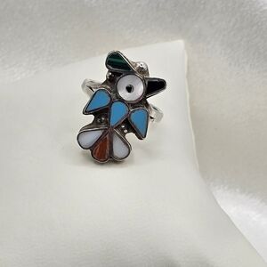 Native American Sterling Silver 925 Signed Zuni Bird Design Ring